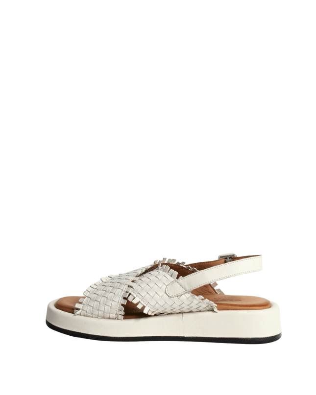 Sandalo alto in pelle intrecciato - Piedi Folli