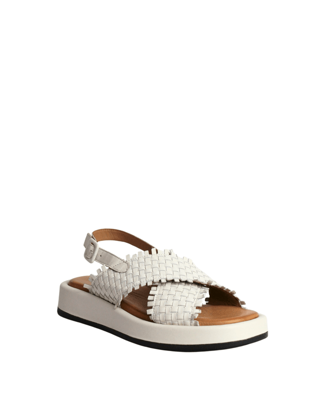 Sandalo alto in pelle intrecciato - Piedi Folli