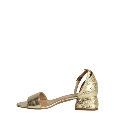 Sandalo con borchie oro laminato - Piedi Folli