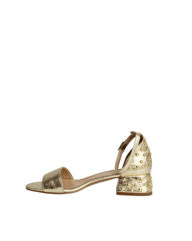 Sandalo con borchie oro laminato - Piedi Folli
