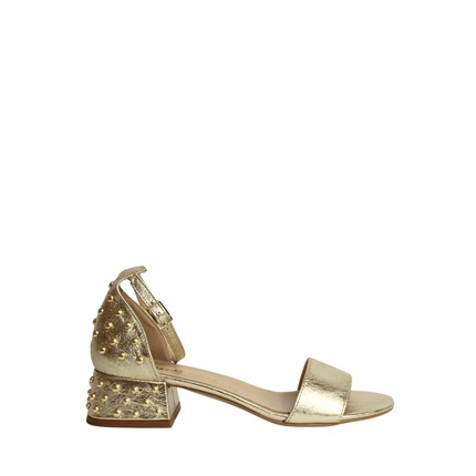 Sandalo con borchie oro laminato - Piedi Folli