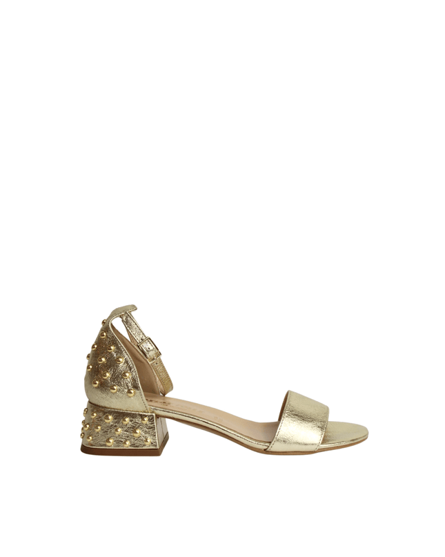 Sandalo con borchie oro laminato - Piedi Folli