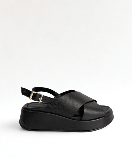 Sandalo con plateau in pelle - Piedi Folli