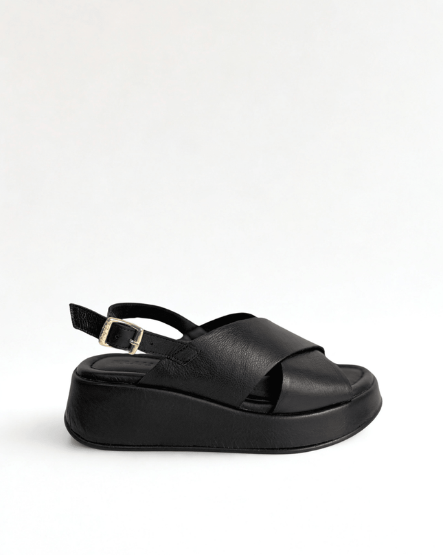 Sandalo con plateau in pelle - Piedi Folli