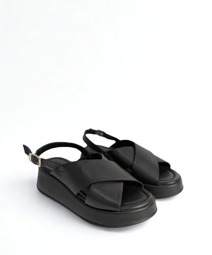 Sandalo con plateau in pelle - Piedi Folli