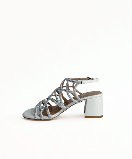 Sandalo con strass bianco - Piedi Folli