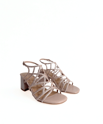 Sandalo con strass nude - Piedi Folli