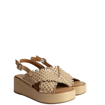 Sandalo con zeppa in pelle - Piedi Folli