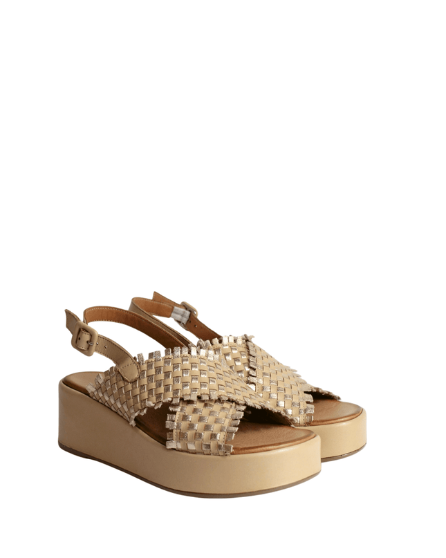 Sandalo con zeppa in pelle - Piedi Folli