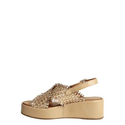 Sandalo con zeppa in pelle - Piedi Folli