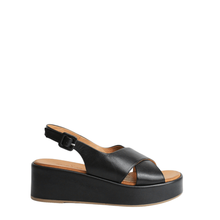 Sandalo con zeppa in pelle - Piedi Folli