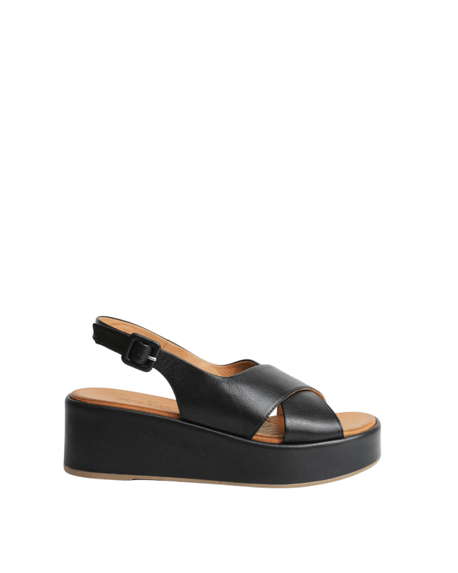 Sandalo con zeppa in pelle - Piedi Folli