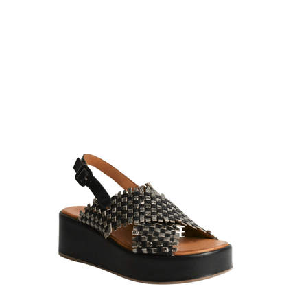 Sandalo con zeppa in pelle - Piedi Folli