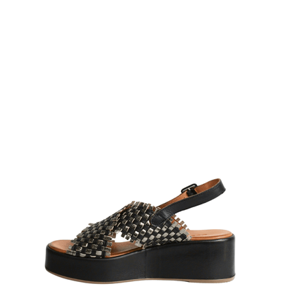 Sandalo con zeppa in pelle - Piedi Folli