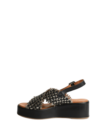 Sandalo con zeppa in pelle - Piedi Folli