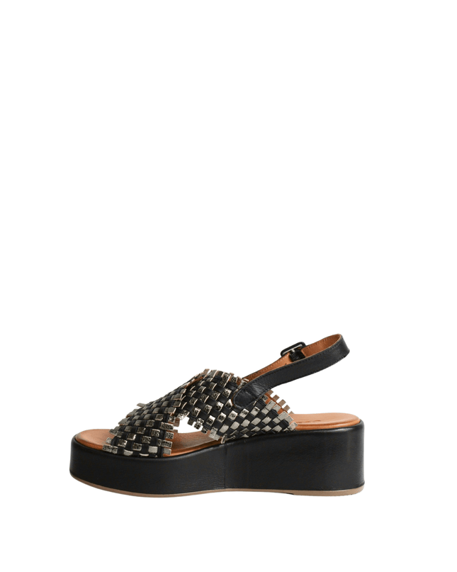 Sandalo con zeppa in pelle - Piedi Folli