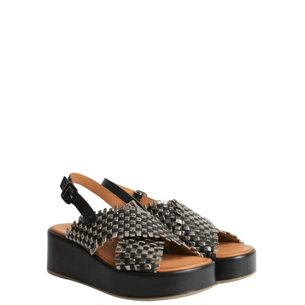 Sandalo con zeppa in pelle - Piedi Folli