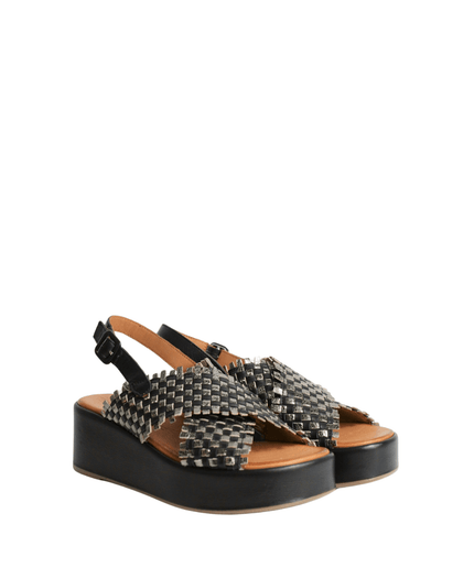 Sandalo con zeppa in pelle - Piedi Folli