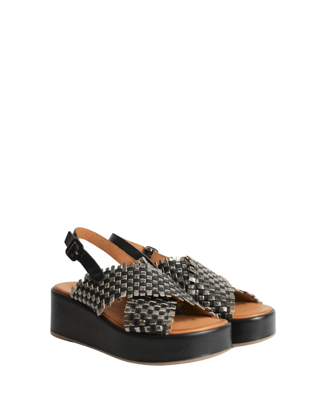 Sandalo con zeppa in pelle - Piedi Folli