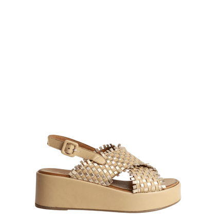 Sandalo con zeppa in pelle - Piedi Folli