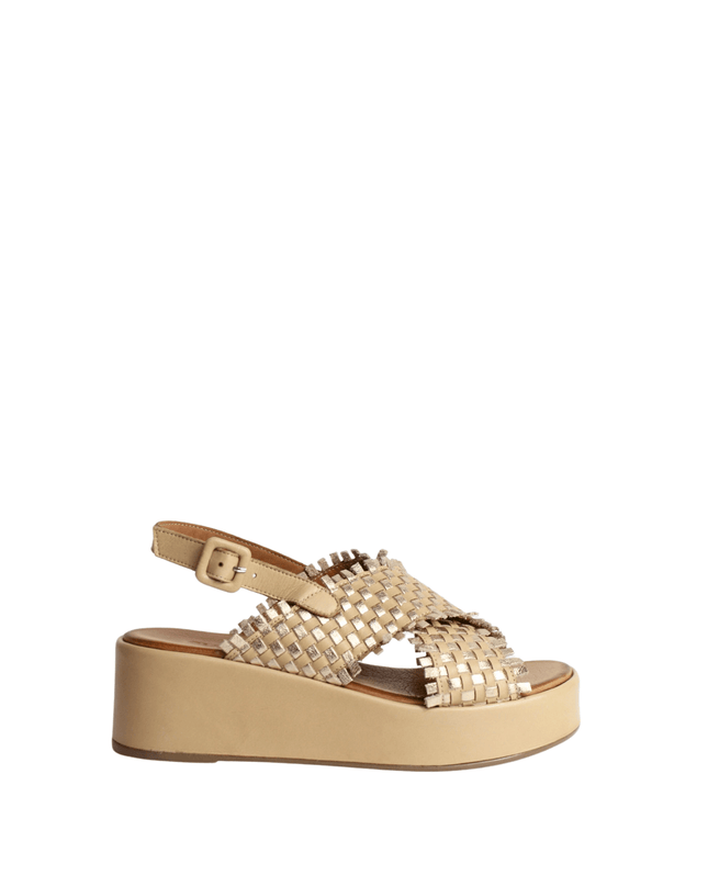 Sandalo con zeppa in pelle - Piedi Folli
