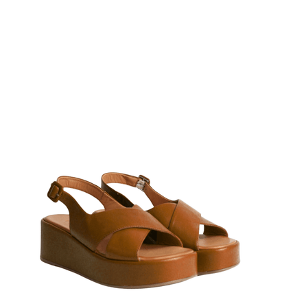 Sandalo con zeppa in pelle - Piedi Folli