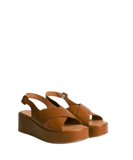 Sandalo con zeppa in pelle - Piedi Folli