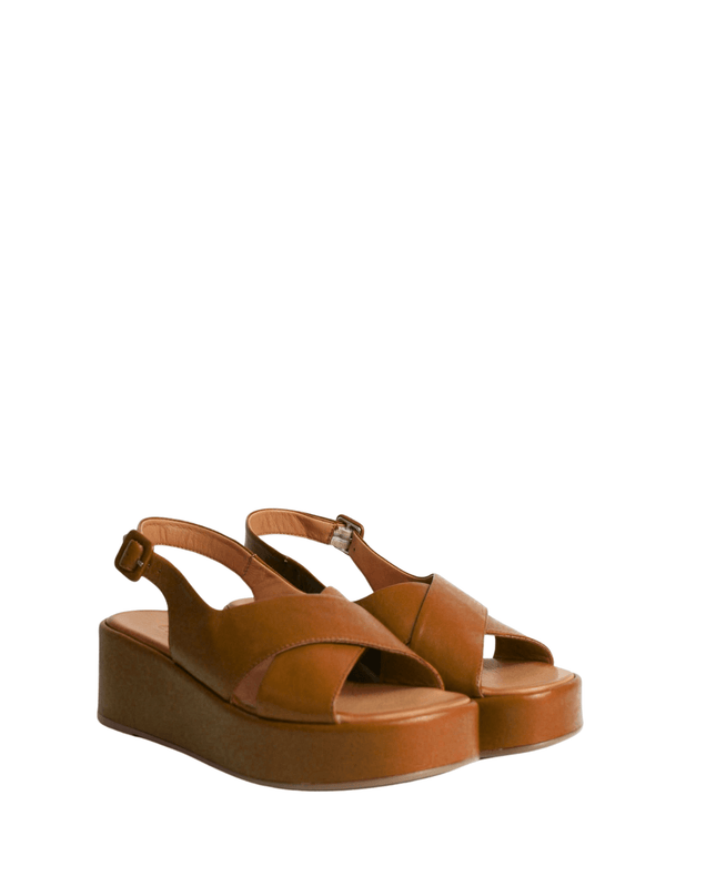 Sandalo con zeppa in pelle - Piedi Folli