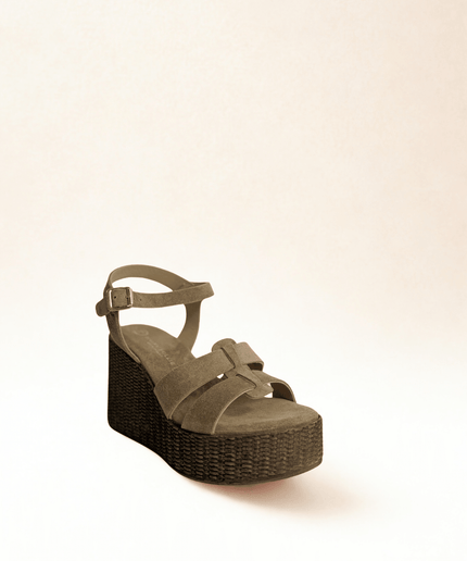 Sandalo in pelle con zeppa - Piedi Folli