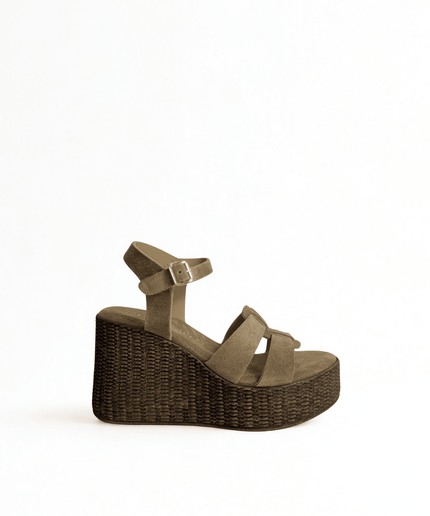 Sandalo in pelle con zeppa - Piedi Folli
