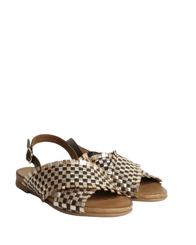 Sandalo in pelle intrecciato - Piedi Folli