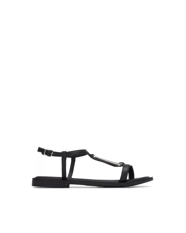 Sandalo in pelle nero - Piedi Folli