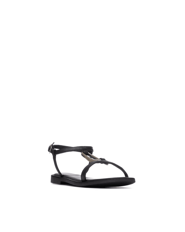 Sandalo in pelle nero - Piedi Folli