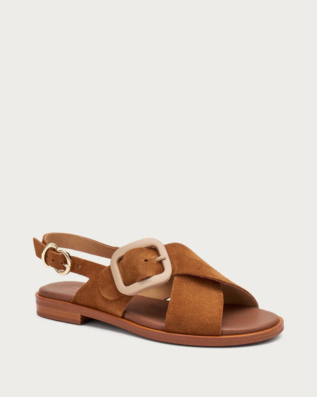 Sandalo in pelle scamosciata con fibbia in tono - Piedi Folli