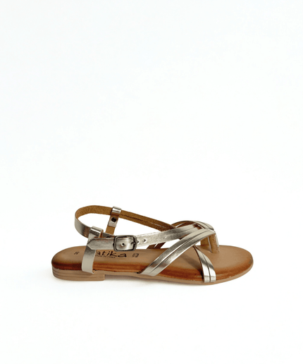 Sandalo oro in pelle - Piedi Folli