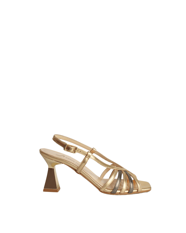 Sandalo oro in pelle - Piedi Folli
