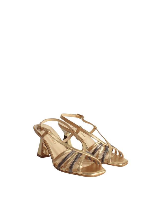 Sandalo oro in pelle - Piedi Folli