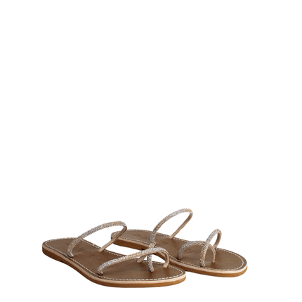 Sandalo strass in pelle - Piedi Folli
