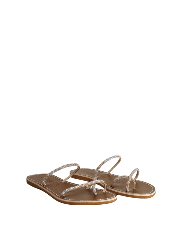 Sandalo strass in pelle - Piedi Folli