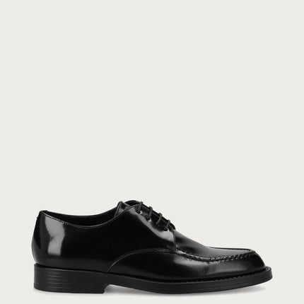 Scarpa ingegnere allacciata da donna in pelle lucida nera - Piedi Folli