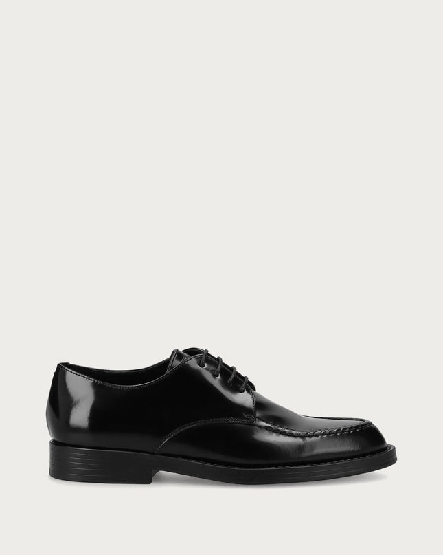 Scarpa ingegnere allacciata da donna in pelle lucida nera - Piedi Folli