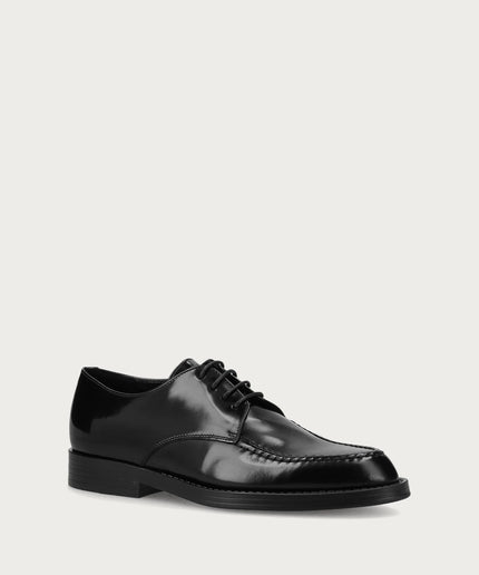 Scarpa ingegnere allacciata da donna in pelle lucida nera - Piedi Folli
