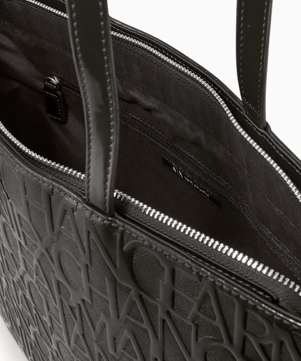 Shopper con zip e lettering logo impresso all - over - Piedi Folli