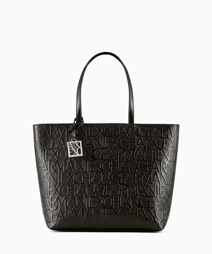 Shopper con zip e lettering logo impresso all - over - Piedi Folli