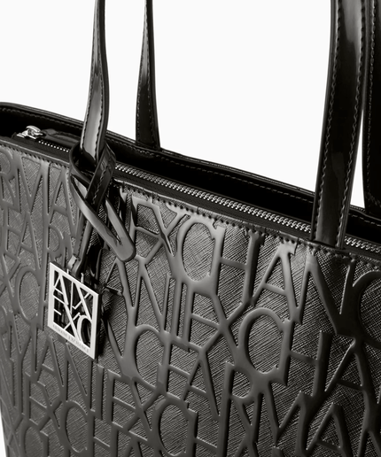 Shopper con zip e lettering logo impresso all - over - Piedi Folli