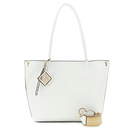 shopping bag in materiale con grana e tracolla removibile in nastro - Piedi Folli