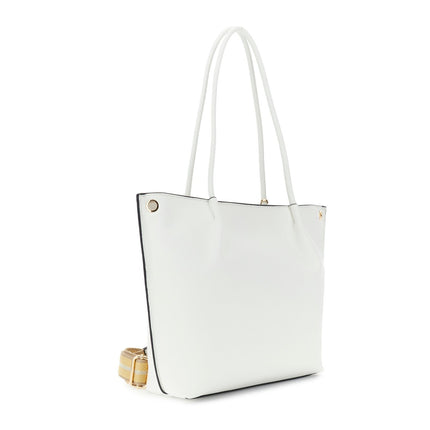 shopping bag in materiale con grana e tracolla removibile in nastro - Piedi Folli