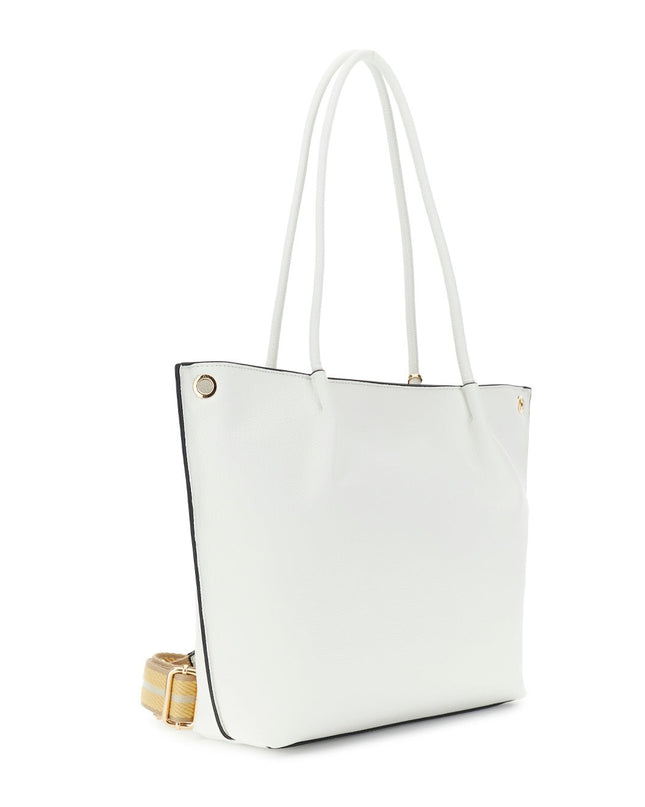 shopping bag in materiale con grana e tracolla removibile in nastro - Piedi Folli