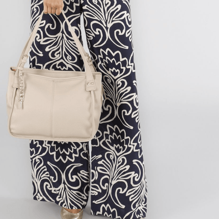 shopping bag morbida in materiale granato con tracolla e dettaglio lettering - Piedi Folli