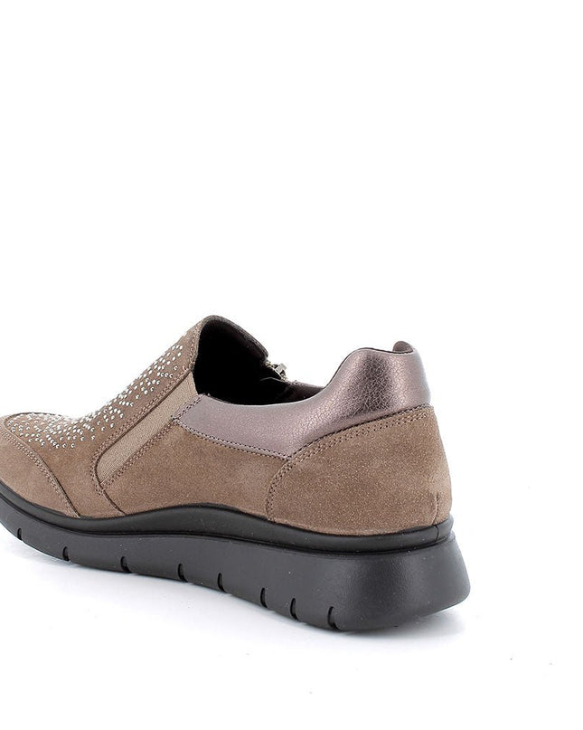 Slip on in pelle da donna fango - Piedi Folli